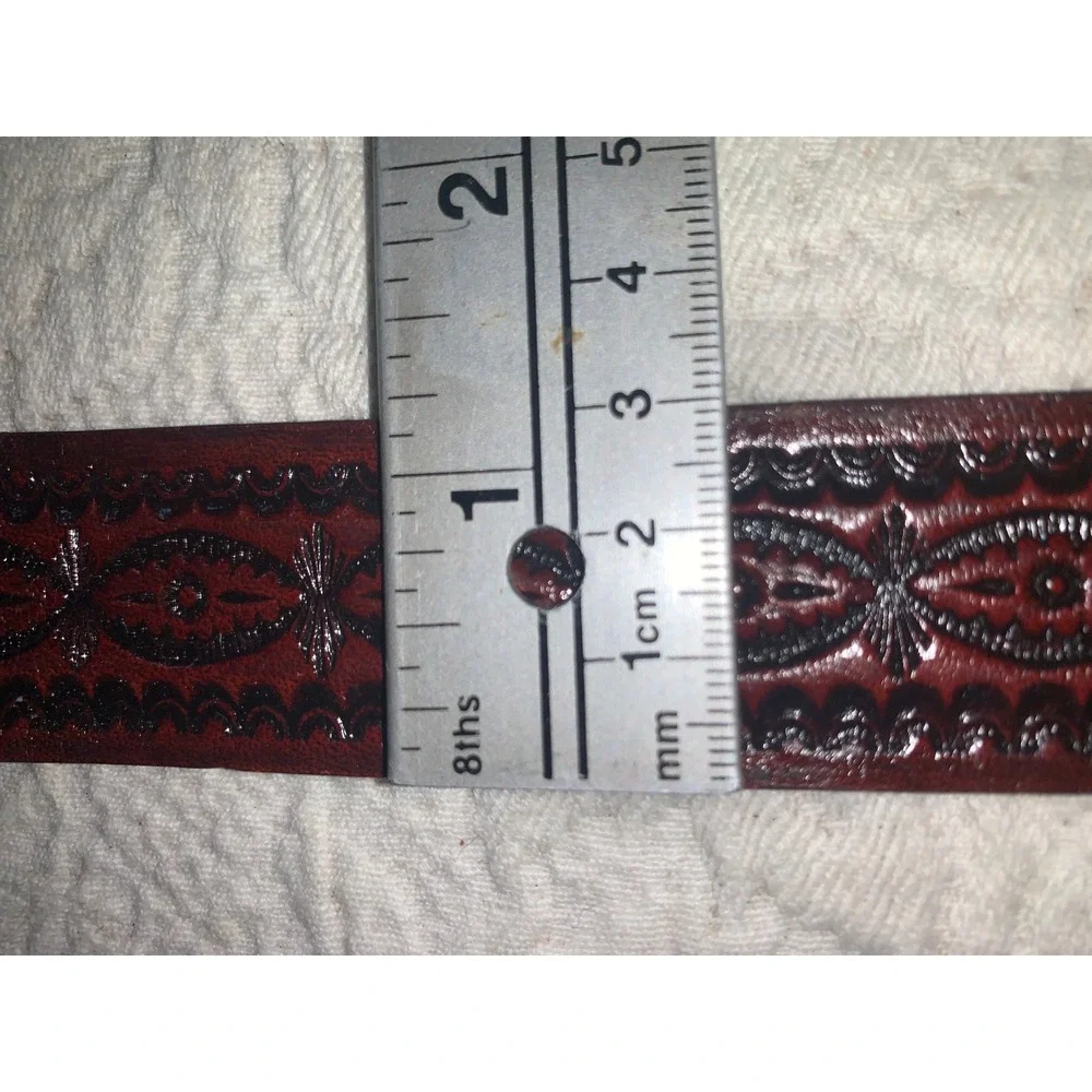 Vintage USC Trojans Handmade Tooled Leather Belt Western Football Buckle Brown